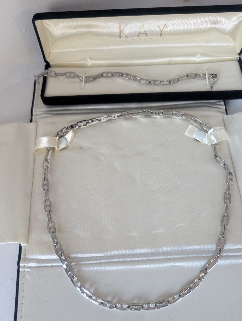 Kay Jewelers Men's Mariner Chain Necklace & Bracelet Hollow Stainless Steel